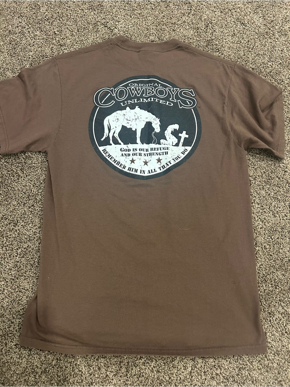 Port and Company Brown Short-Sleeve Cowboy Graphic Tee